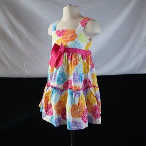Girls Floral Multi-colored Dress with Pink Bow 18 Month
